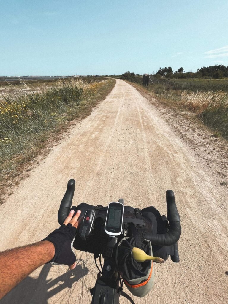Bikepacking Portugal — gravel road alongside near Aveiro