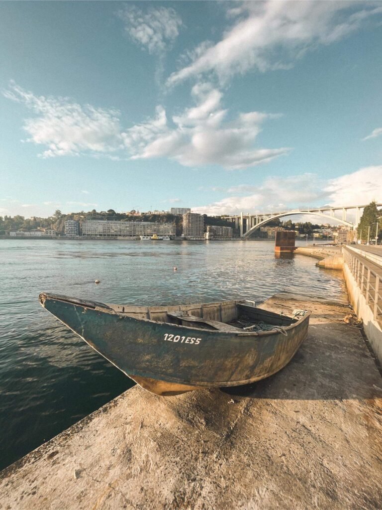 Bikepacking Portugal — Porto sunset with a boat